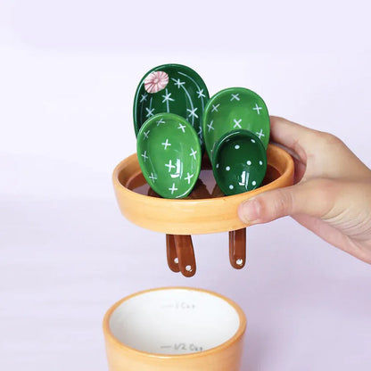 Prickly Cacti Measuring Set, Ceramic Measuring Spoons and Cups | Bowlift