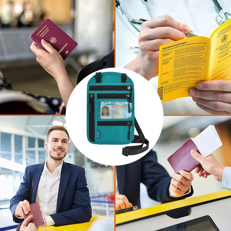 BowLift | Travel Neck Pouch Neck Wallet with RFID Blocking Passport Holder
