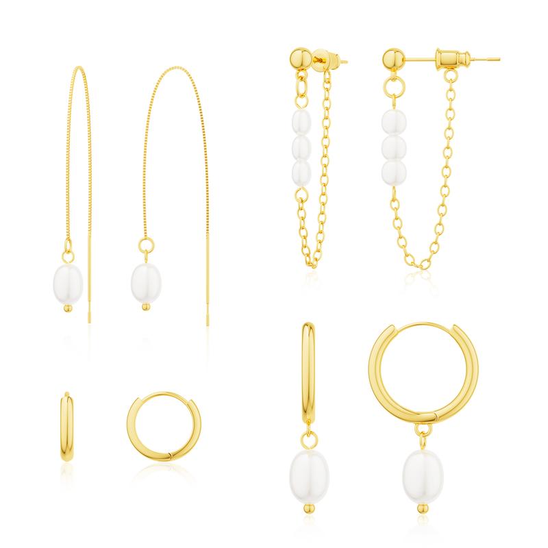 BowLift | 4 Pair Pearl Accented Earrings Set