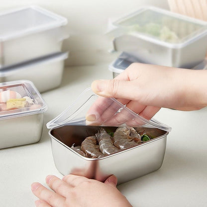 304 Stainless Steel Square Plate with Lid Food Storage Container for Kitchen | Bowlift
