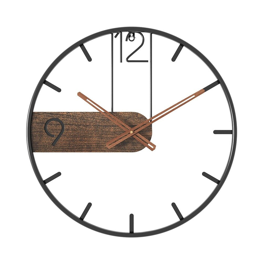 BowLift | Steel-Walnut Wall Clock | Modern Industrial Design with Walnut Wood