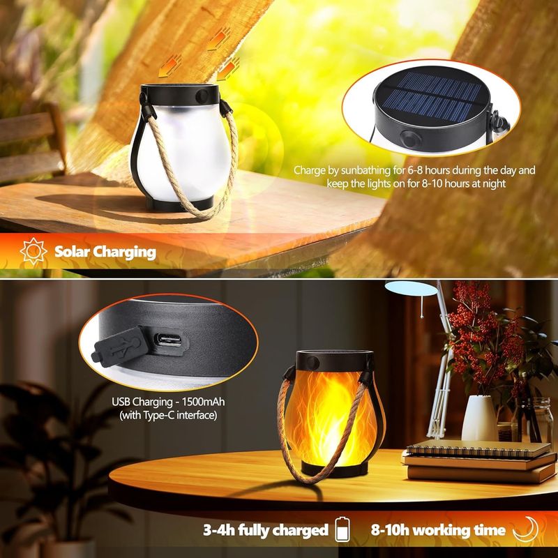 Skanto | Solar Outdoor Hemp Rope Flame Lamp