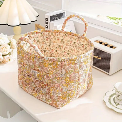Norvo | Floral Canvas Storage Basket for Home Organization