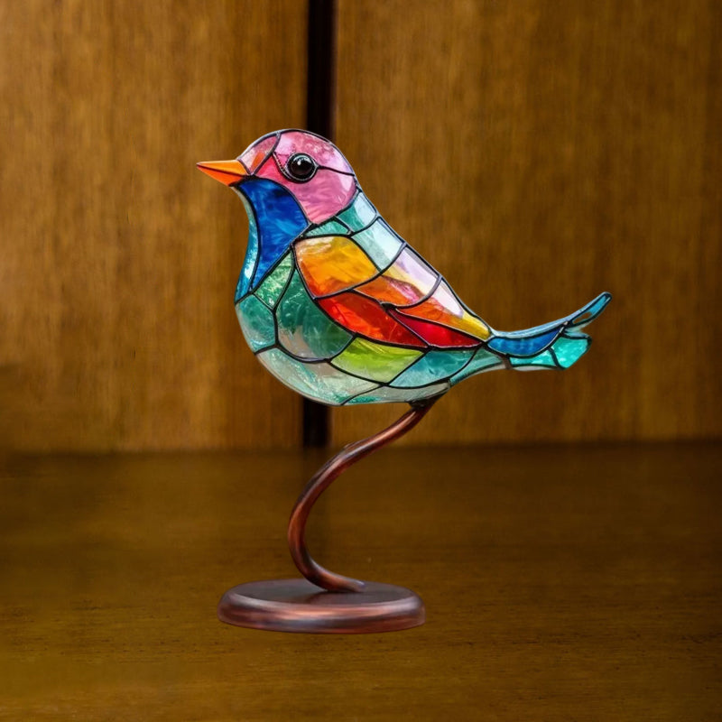 Birds on Branches Stained Acrylic Ornaments, Double Sided Multicolor Style | Bowlift