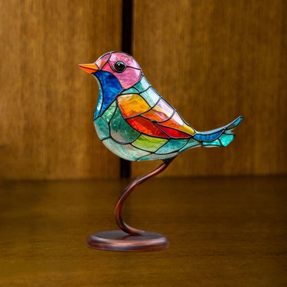 Birds on Branches Stained Acrylic Ornaments, Double Sided Multicolor Style | Bowlift