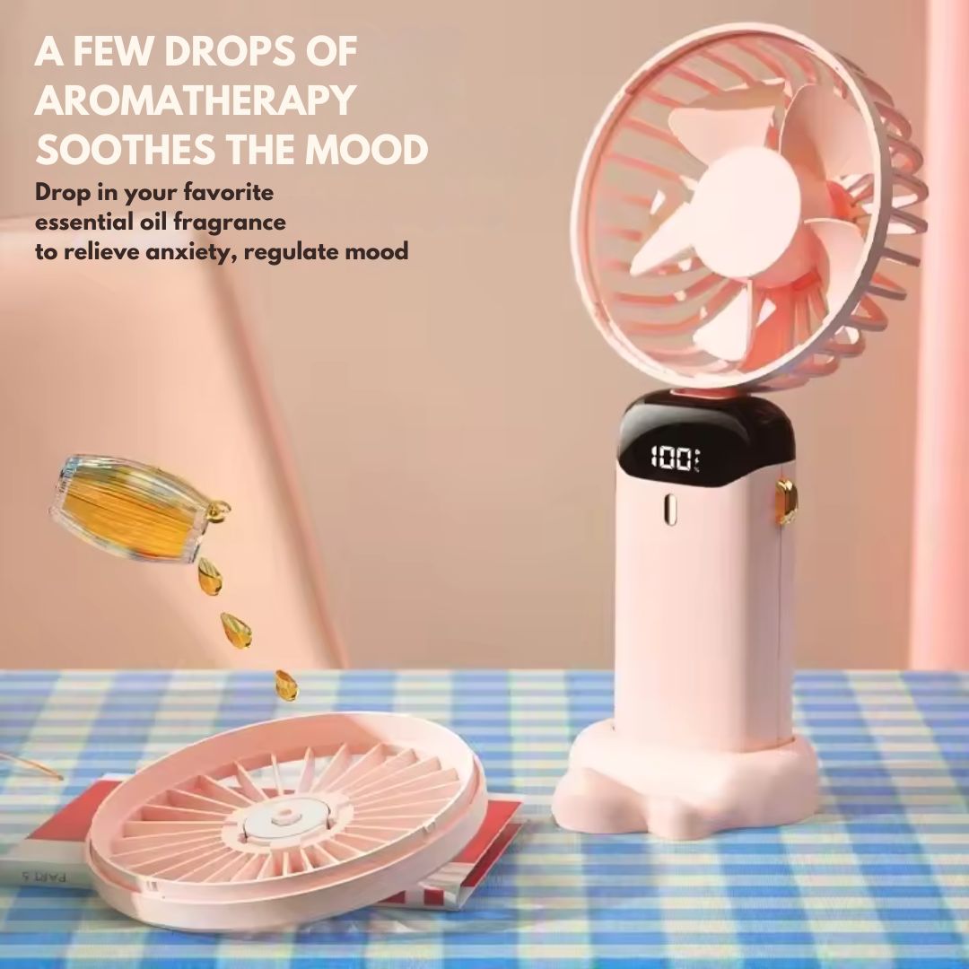 Rechargeable Handheld Mini Fan | 5-Speed, 90-Degree Adjustable & Quiet for Office, Home & Outdoor | Karnz