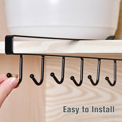 BowLift | 6 Hooks Under-Cabinet Hanger Rack