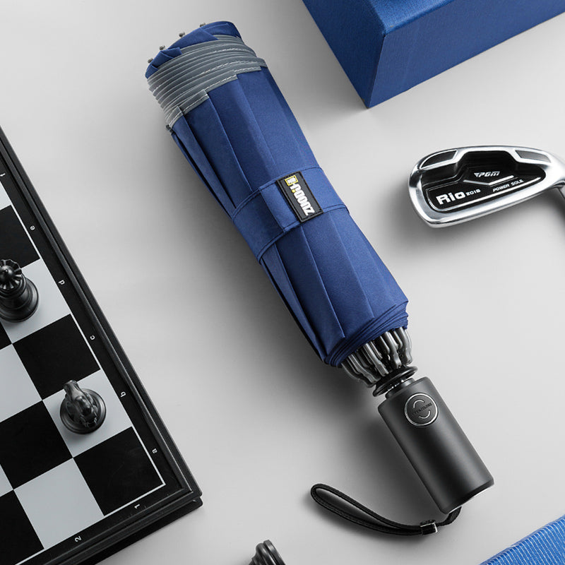 Skanto | Windproof Inverted Folding Umbrella with LED, Auto Open/Close Design, Safety Reflective Strip, and Strong 10 Ribs