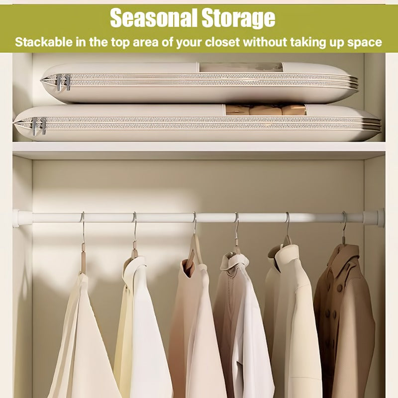 BowLift | Space saving hanging garment bag with self-compressing zipper