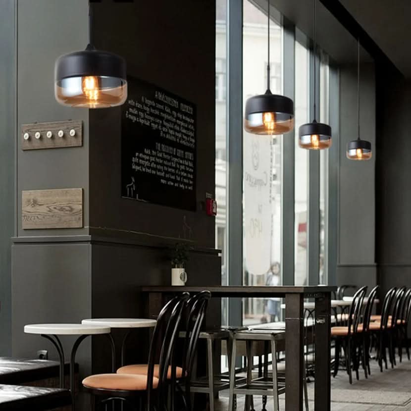 Skanto | Hand-Blown Glass & Wood Pendant Lamp Adjustable