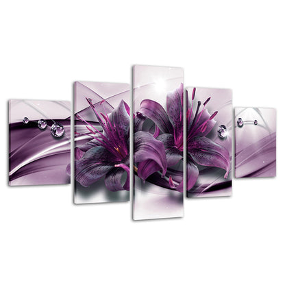 Profound Purple Lilies 5 Piece - Canvas Wall Art Painting | Bowlift