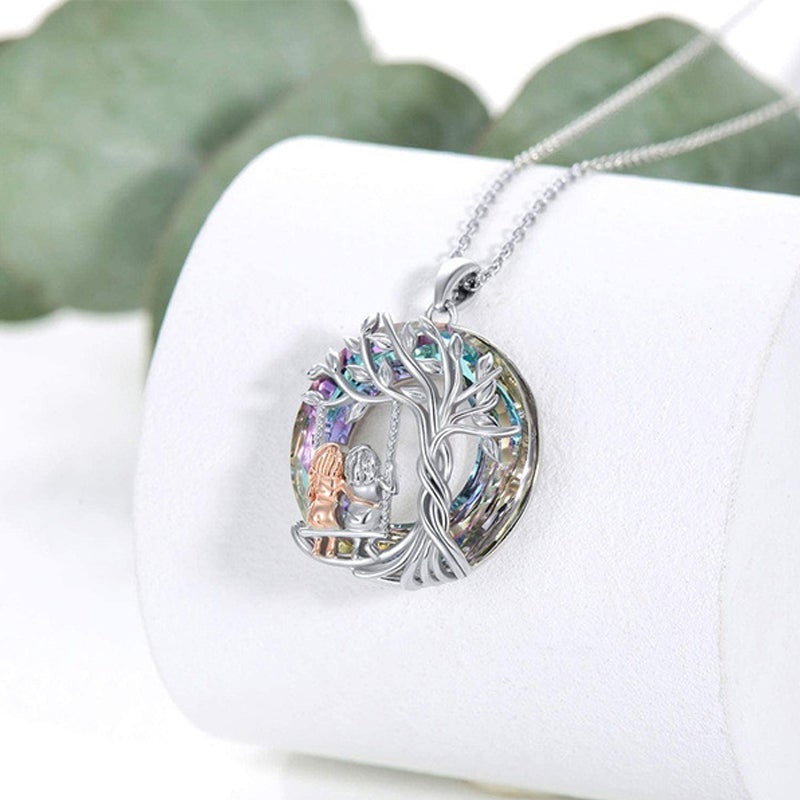 BowLift | Tree of Life Sister on the Swing Cry-stal Pendant Necklace