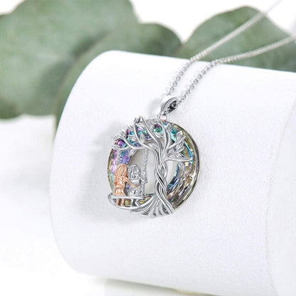 BowLift | Tree of Life Sister on the Swing Cry-stal Pendant Necklace