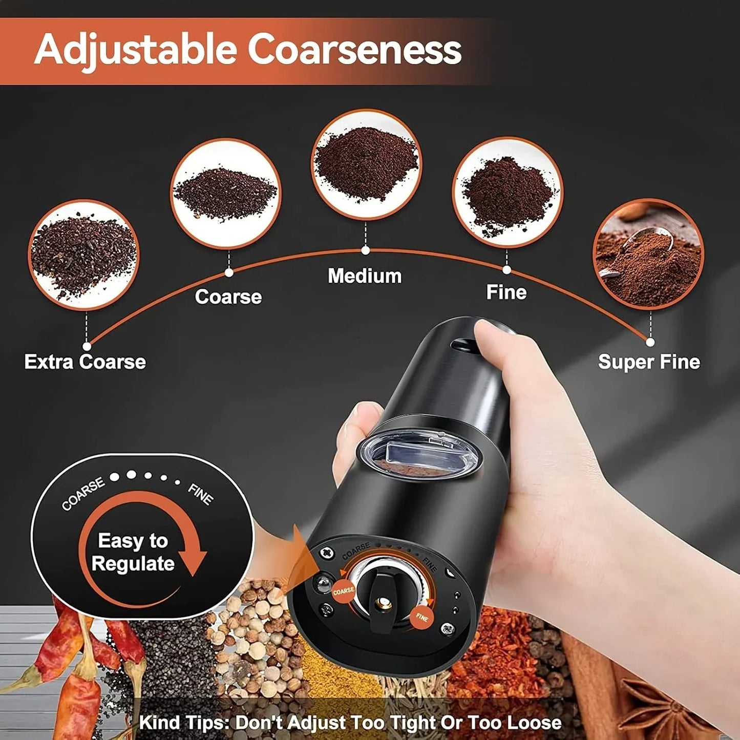Skanto | Noble Electric Salt and Pepper Grinder with Battery