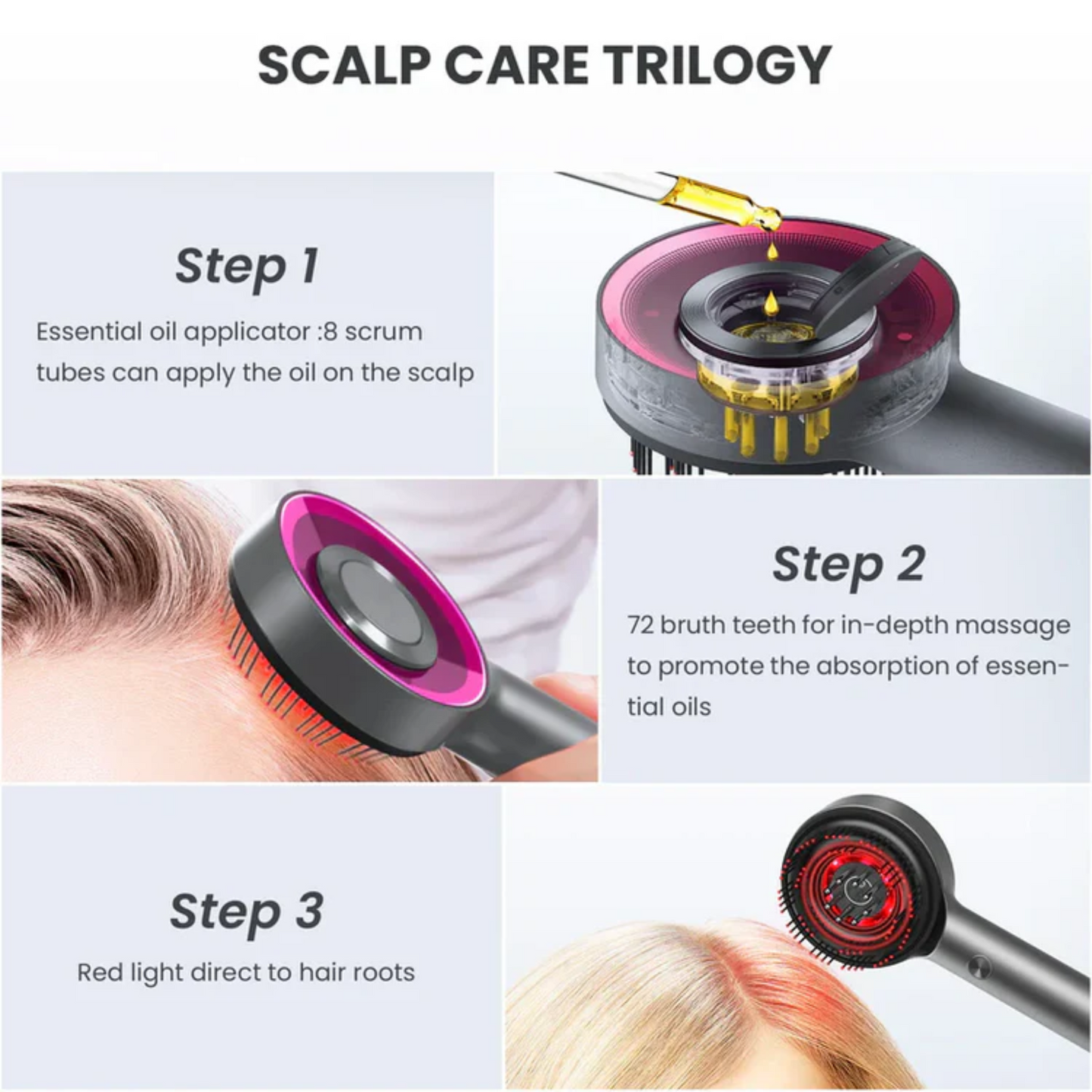 Skanto | Scalp Massage Brush with Red Light Therapy | Promotes Hair Growth & Relieves Scalp Tension for Healthier Hair
