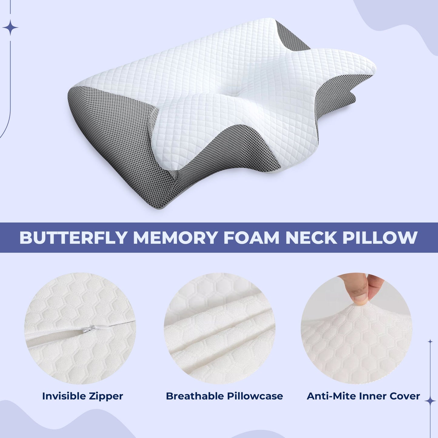 Pillowcase for Butterfly Memory Foam Pillow Bowlift