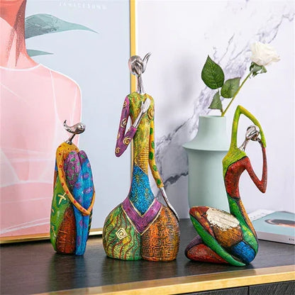 BowLift | Modern Abstract Woman Sculptures – Handcrafted Colourful Resin Art for Home Decor