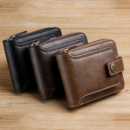 BowLift | Men's New Short Fashion Multi-Cards Horizontal Zipper Wallet