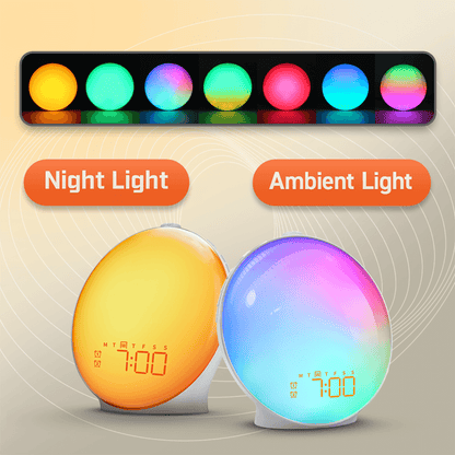 Skanto | Wake-Up Sun Lamp Alarm Clock | Gradual Sunrise Glow & Customizable Sounds for Gentle Mornings