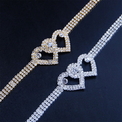 BowLift | Double Love Heart Rhinestone Anklet