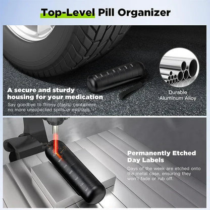 BowLift | MediSafe Weekbox – Waterproof Aluminum Pill Organizer with 7 Compartments