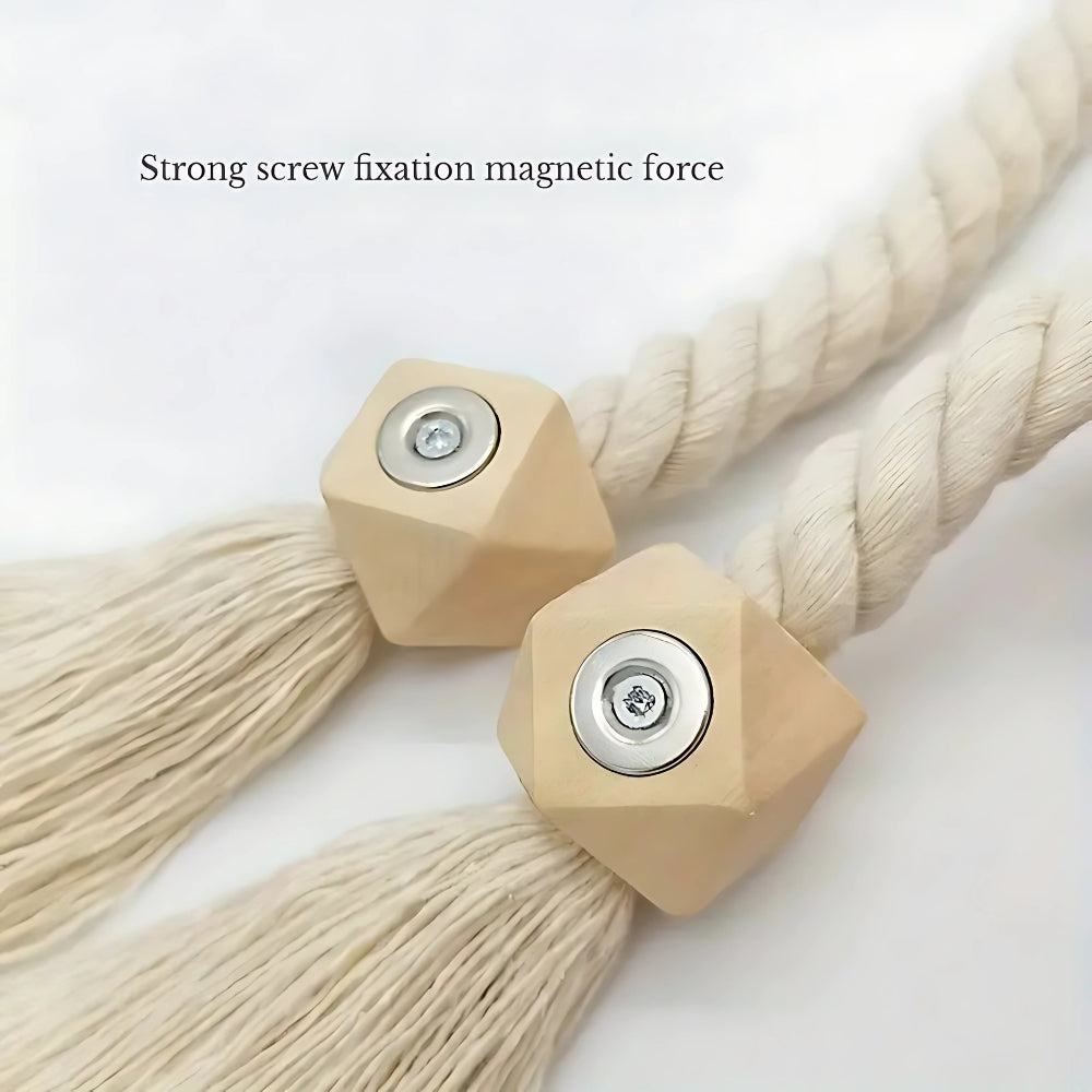 Skanto | Wooden Bead Tassel Curtain Holders | 2Pcs Set