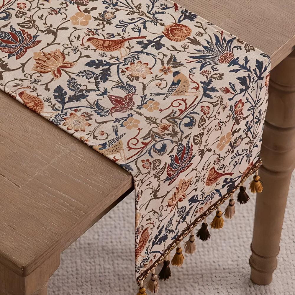 Skanto | Vintage Floral & Bird Jacquard Table Runner