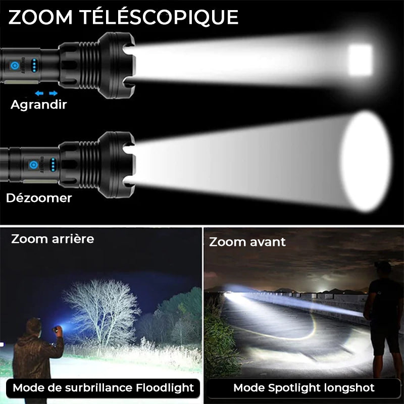 Tactical rechargeable laser LED flashlight | Bowlift