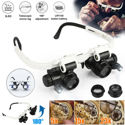 Skanto | Adjustable Headband Magnifier with LED Light and 8 Lenses – Perfect for Jewelry, Watch Repair & Engraving
