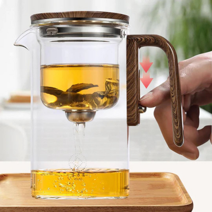 Durable Glass Teapot with Wooden Handle – Elegant Infuser Skanto