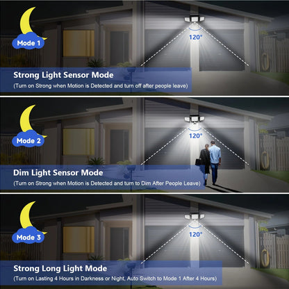 Skanto | Triple Head Motion Sensor Solar Light for Outdoors