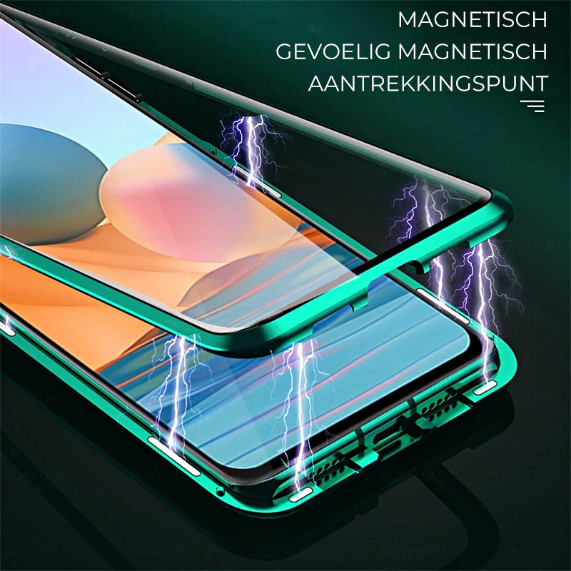 Magnetic tempered glass double-sided phone case for Samsung