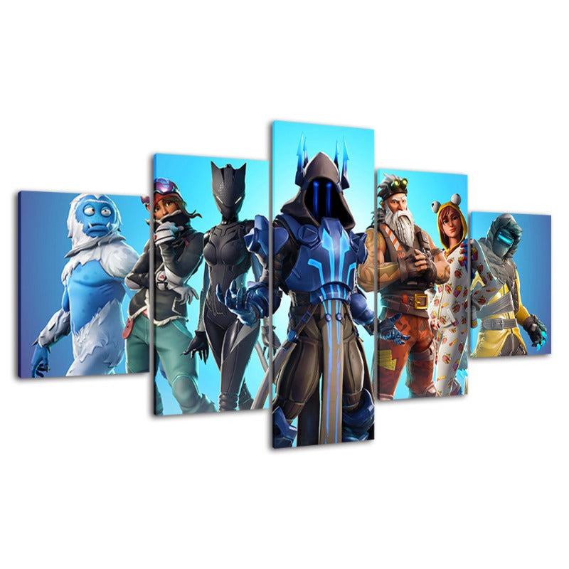 Fortnite Battlegrounds: 5 Piece Canvas Wall Art Set - Waterproof, UV Protected, High-Definition Prints | Bowlift