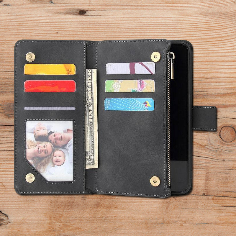 Skanto | Multi-card Zipper Pocket Leather Case for iPhone