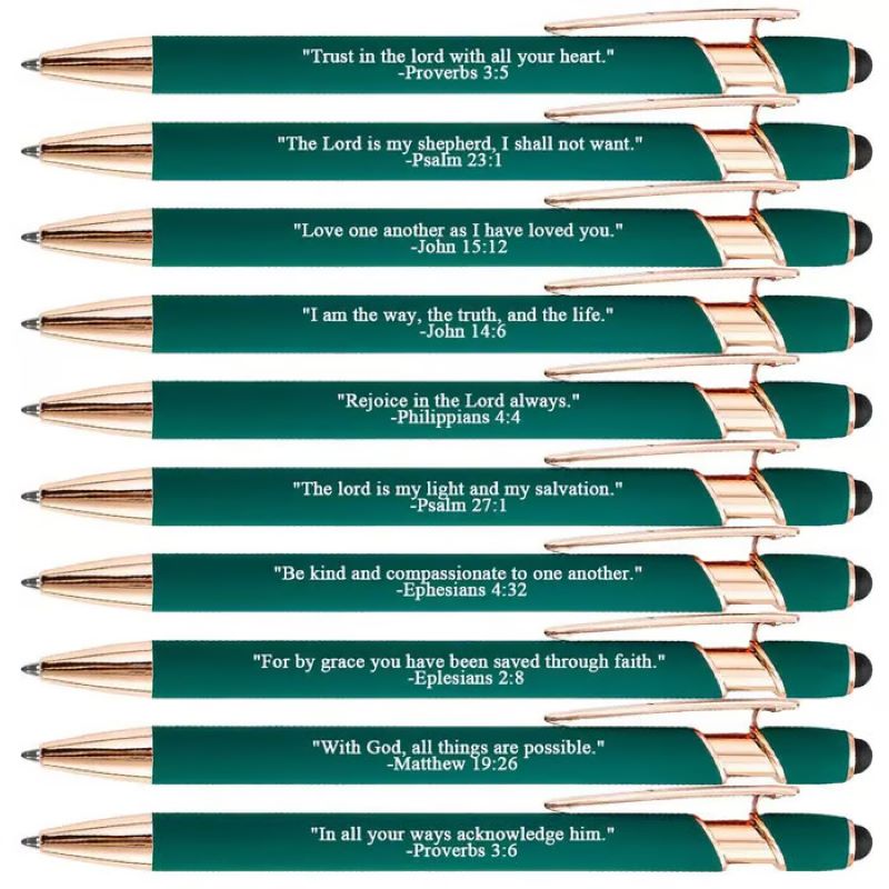 Premium Comfort Ballpoint Pens with Bible Verses – 10 Pieces