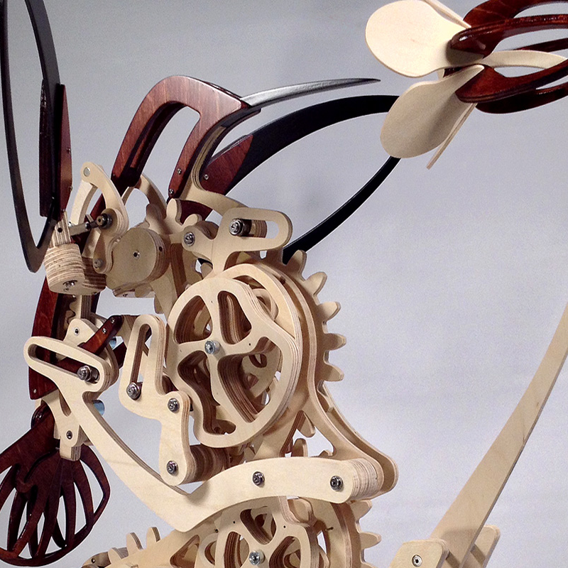 BowLift | Wood kinetic hummingbird sculpture