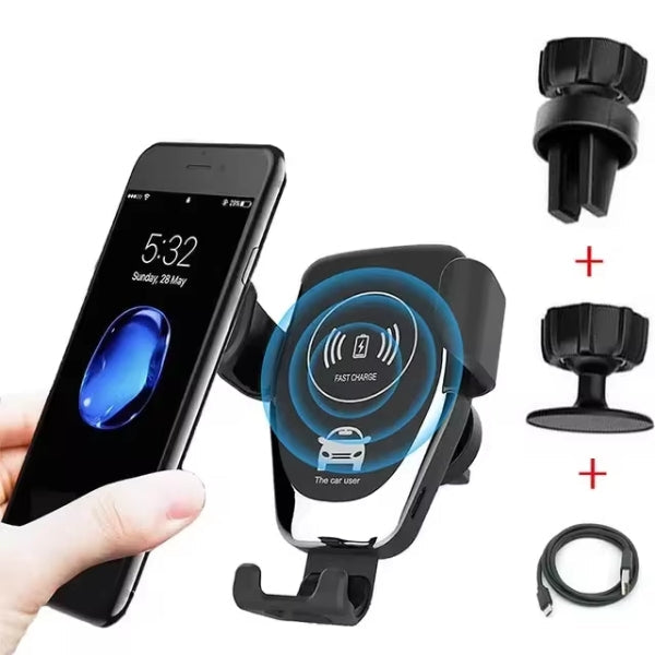 Skanto | Wireless Car Charger & Phone Mount - Fast Charger Holder for iPhone 14 and All Smartphones