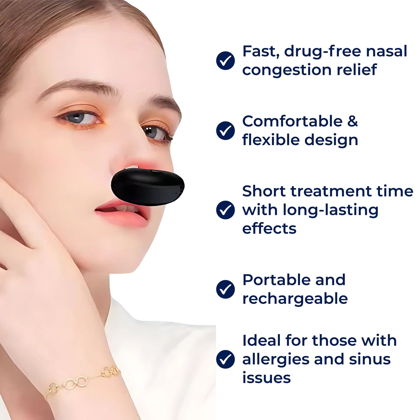 Nasorelief | Nasal Red Light Therapy Device – Fast Congestion Relief – Flexible Silicone Nasal Tubes – Pollen Allergy Sufferers Skanto