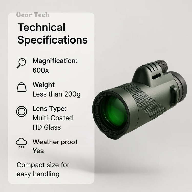 Skanto | Compact 600x Ultra-Zoom Monocular | HD Lens, Lightweight & Perfect for Hiking, Bird Watching, and Sporting Events
