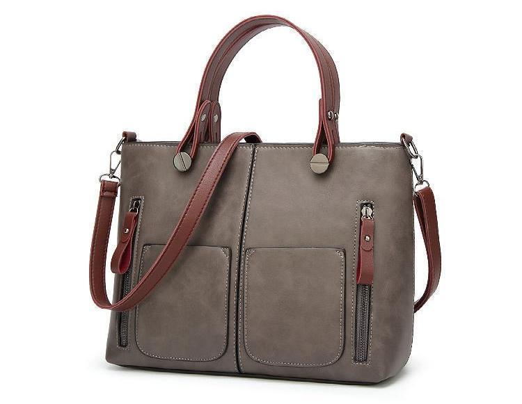 Cera - Double Front Pocket Vintage Tote Handbag | Bowlift