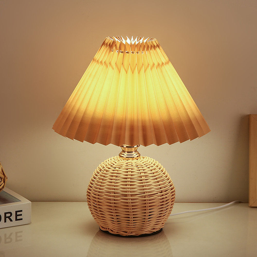Skanto | Modern Table Lamp with White Pleated Shade