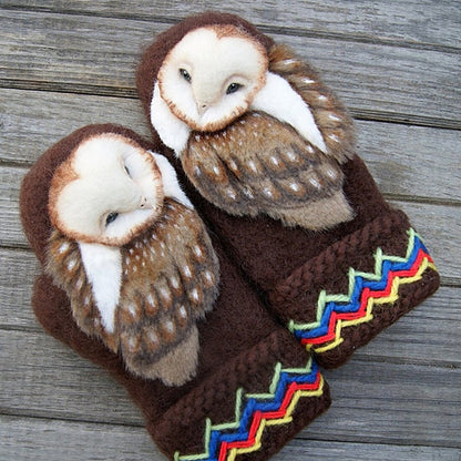 BowLift | Hand Knitted Wool Nordic Mittens With Owls