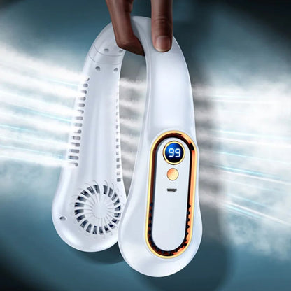 CoolEase | Portable Neck Fan – Bladeless Hands-Free Cooling – Five Speeds USB-C – Travel Office Shuttle Karnz