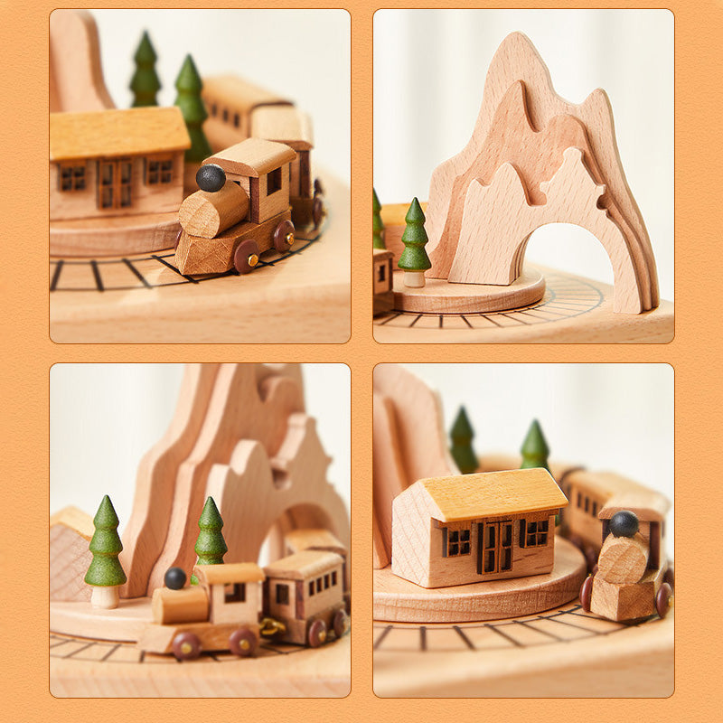 Handmade rotating wooden music boxes