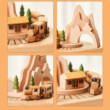 Handmade rotating wooden music boxes
