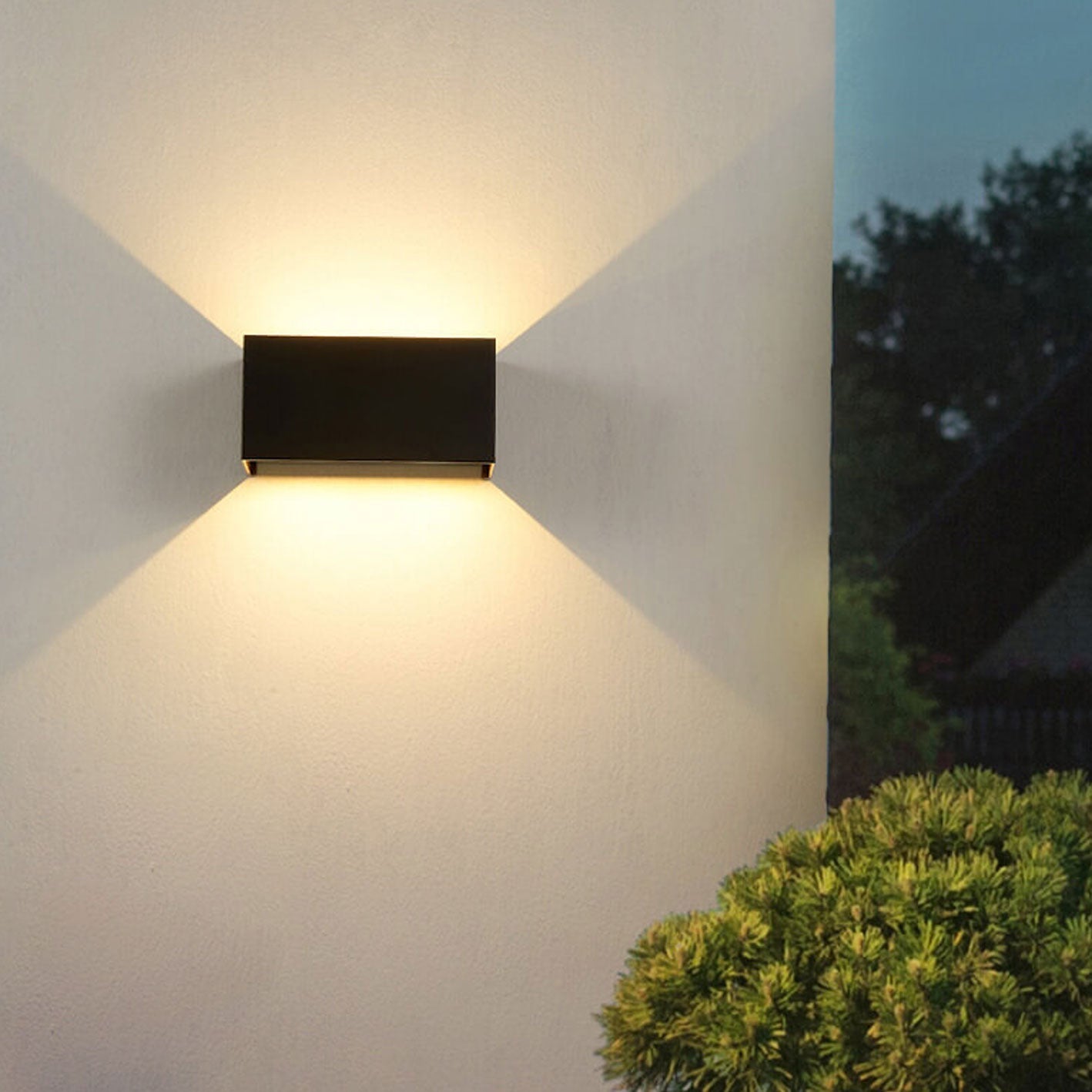 Modern Outdoor Waterproof Rectangular LED Up and Down Illuminated Outdoor Wall Sconce Lamp | Kalsten