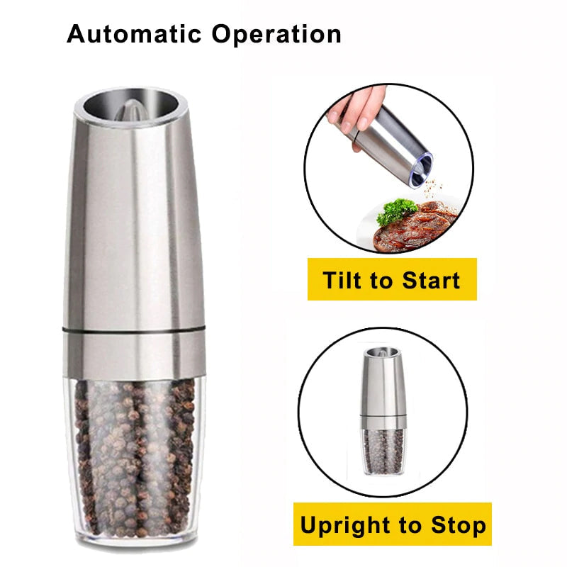 Automatic Electric Gravity Induction Salt and Pepper Grinder | Bowlift
