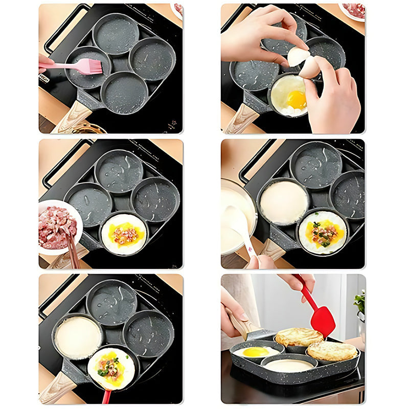 Skanto | Four-Hole Egg Pan, Breakfast Omelette Household Frying Pan Non-Stick Pan