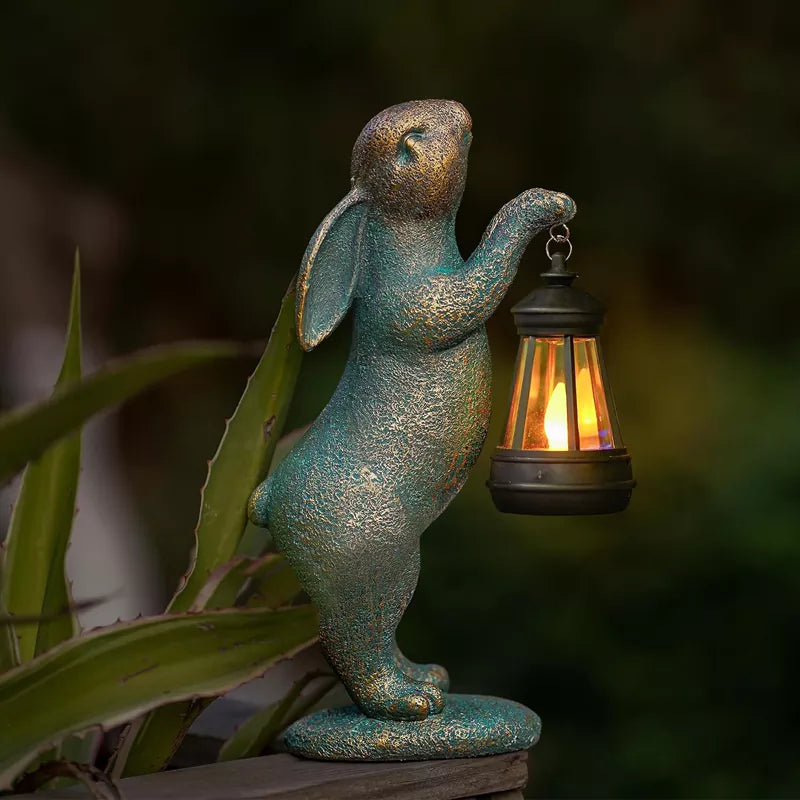 Skanto Statues Rabbit with Solar Lamps Outdoor Light Rabbit Figurines Decorations