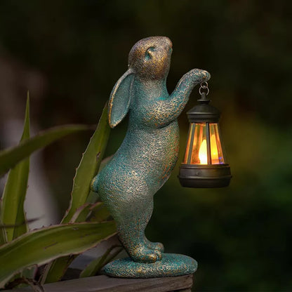 Skanto Statues Rabbit with Solar Lamps Outdoor Light Rabbit Figurines Decorations